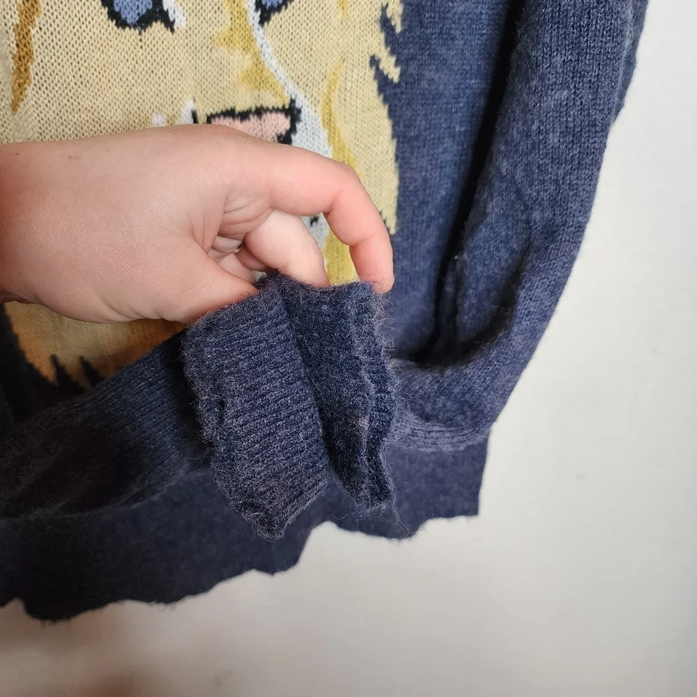 Wildfox‎ oversized wool-blend blue lion lightweight knit sweater XS